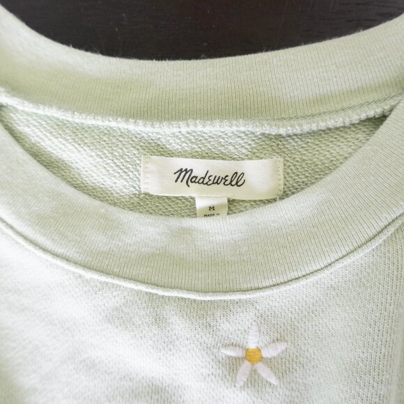 Madewell Daisy Embroidered Short Puff Sleeve Relaxed Fit Sweatshirt Size Medium - Picture 5 of 5